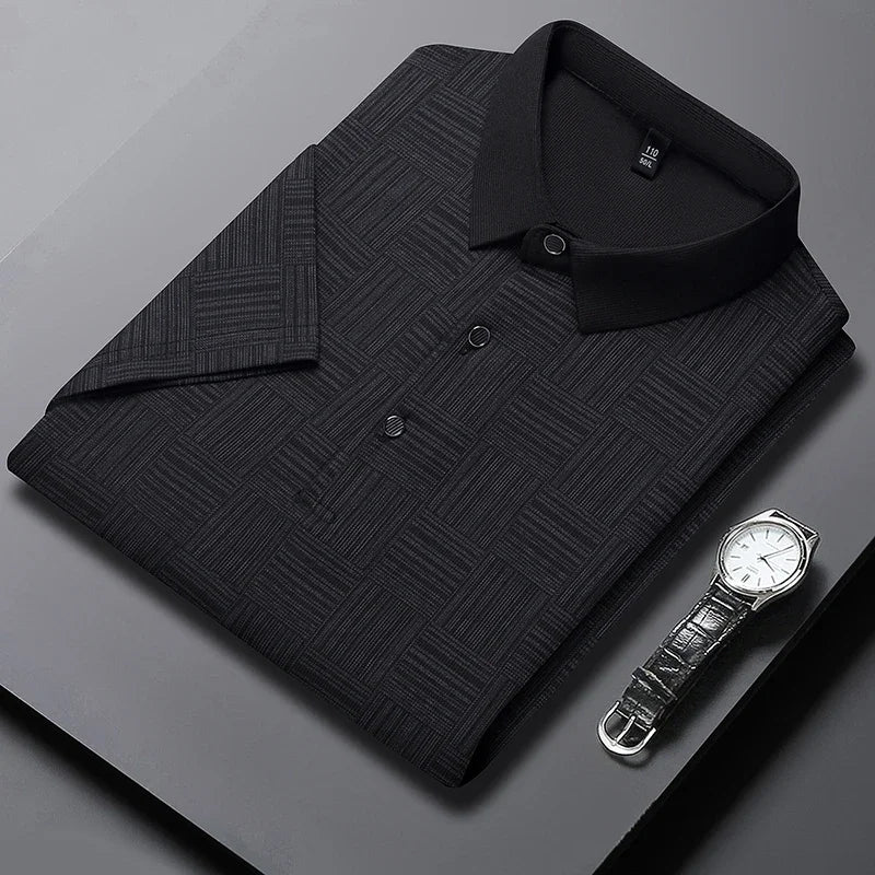 2026 Men's New Printed Business Casual Short sleeved POLO Shirt Fashion Short sleeved Comfortable and Breathable Top