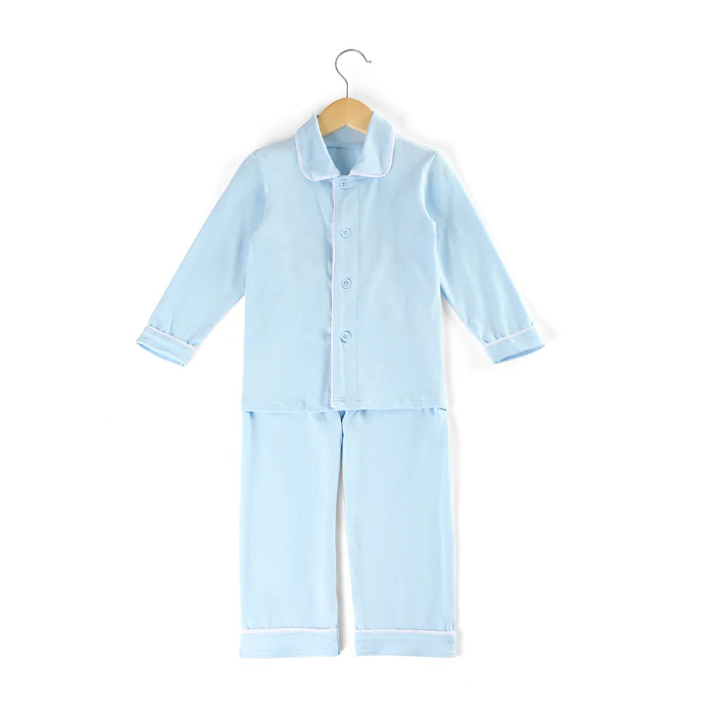 Mudbala Kids Fall Winter Cotton Pajamas Sibling Matching Boys Girls Ruffle Pyjamas Button Up Homewear