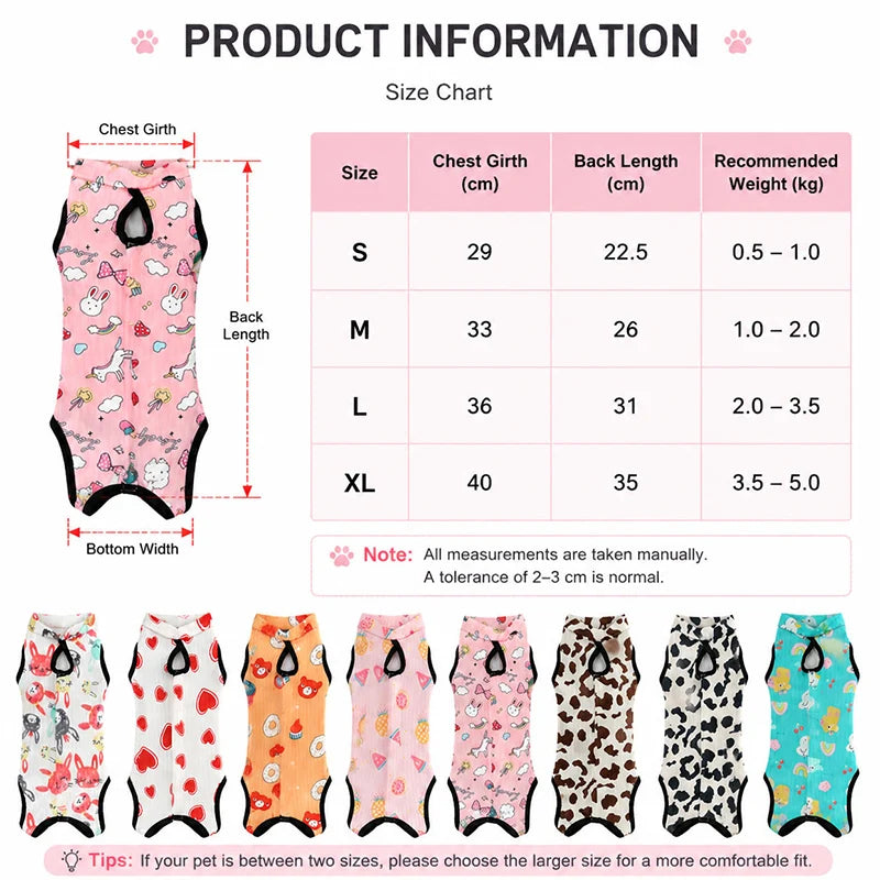 Cat Dog Anti-Licking Vest Pet Care Clothing Kitten Weaning Sterilization Suit High Elastic Surgery After Recovery Care Clothing