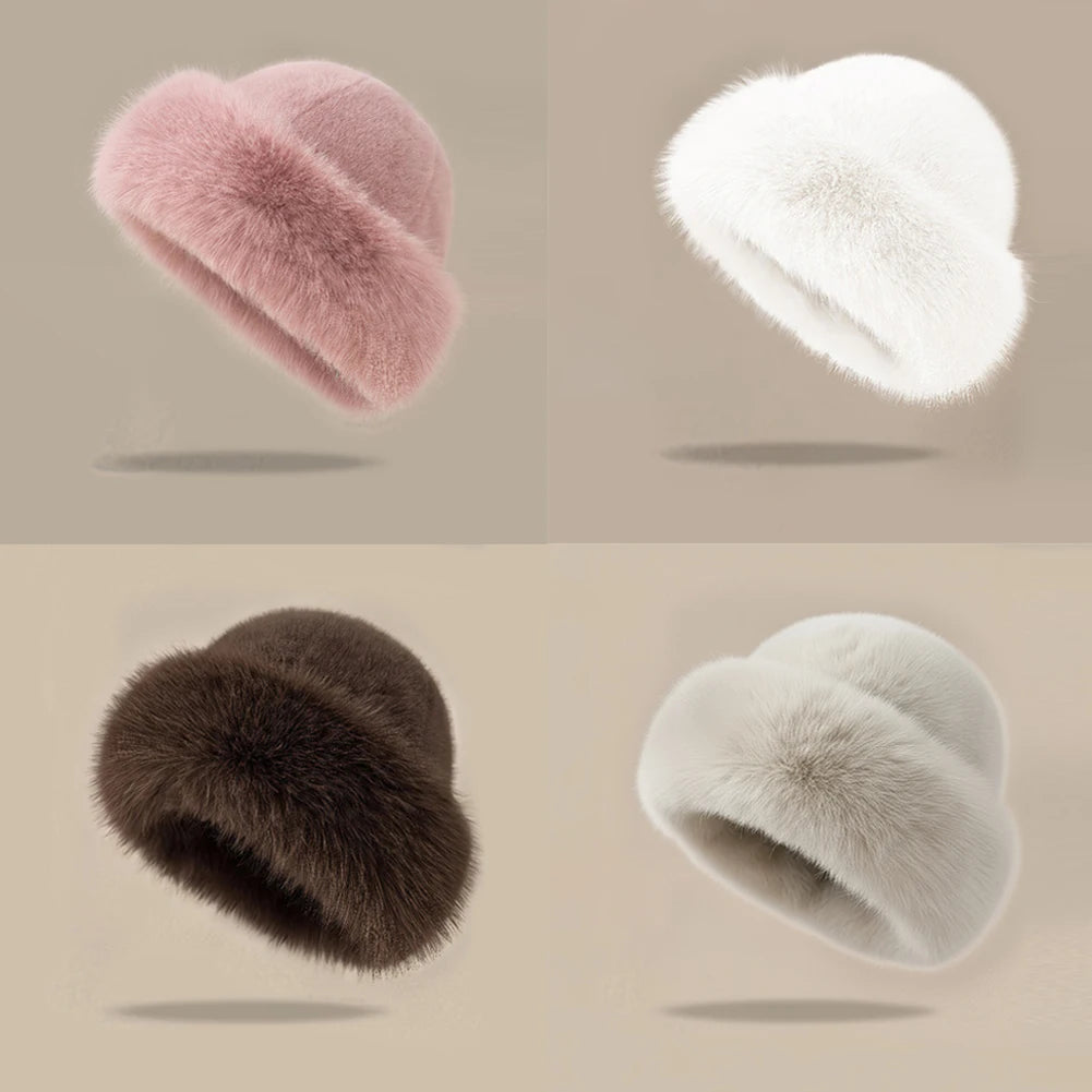Furry Hats For Women, Autumn/Winter Korean Style Warm Hats, Solid Color Flattering Mongolian Hats Thickened Winter Outfits