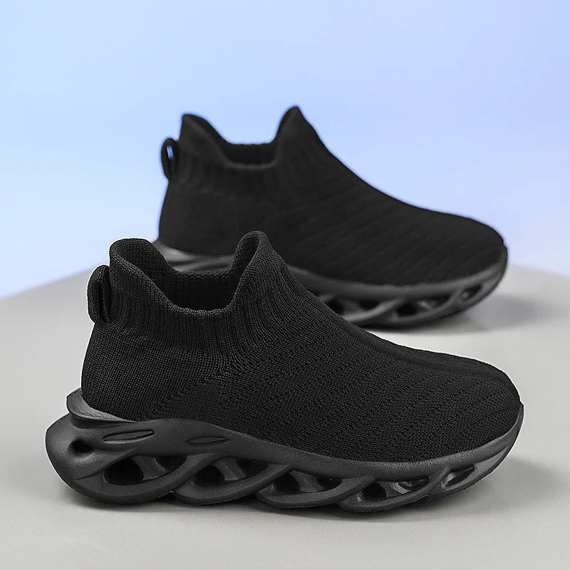 Boys' Shoes 2025 Spring/Summer New Children's Mesh Breathable Sports Shoes Girls' Slip-On Socks Soft-Soled Running Shoes