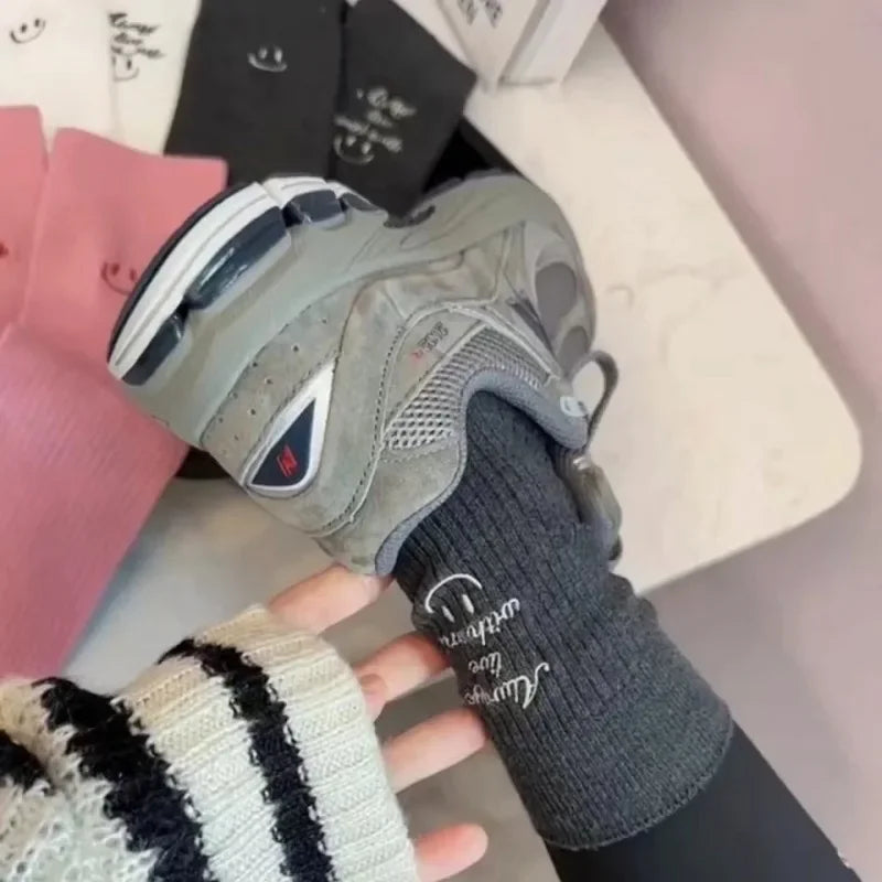 Women's Socks Cotton Cute Kawaii Embroidered Funny Letter Socks for Women Girls Medium Tube Japanese Fashion Net Red Socks New