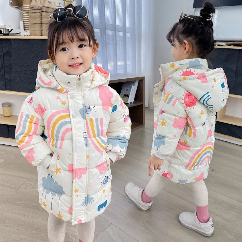 Kids Down Cotton Jacket New Winter Girls Boys Thick Hooded Warm Outerwear For 2-6 Years Children Fashion Coat Padded Clothes