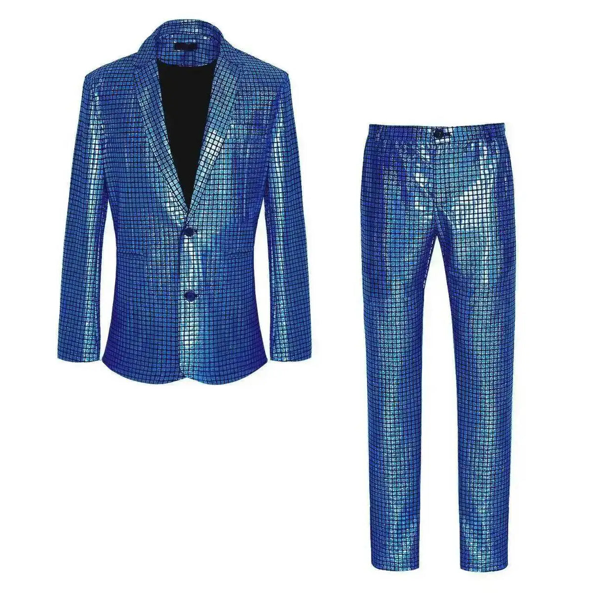 Shiny Mens Stage Prom Suits Rainbow Plaid Sequin Jacket Pants Men Dance Festival Christmas Halloween Party Costume Homme