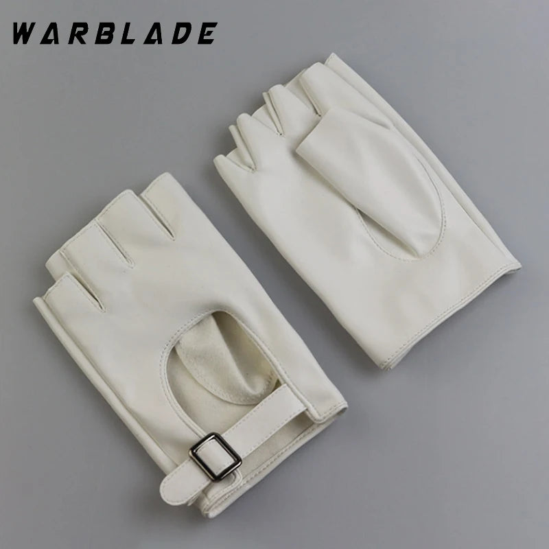 Women Halloween PU Leather Waterproof  Fingerless Gloves Female Half Finger Driving Cycling New Fashion Punk Gloves Dance Gloves