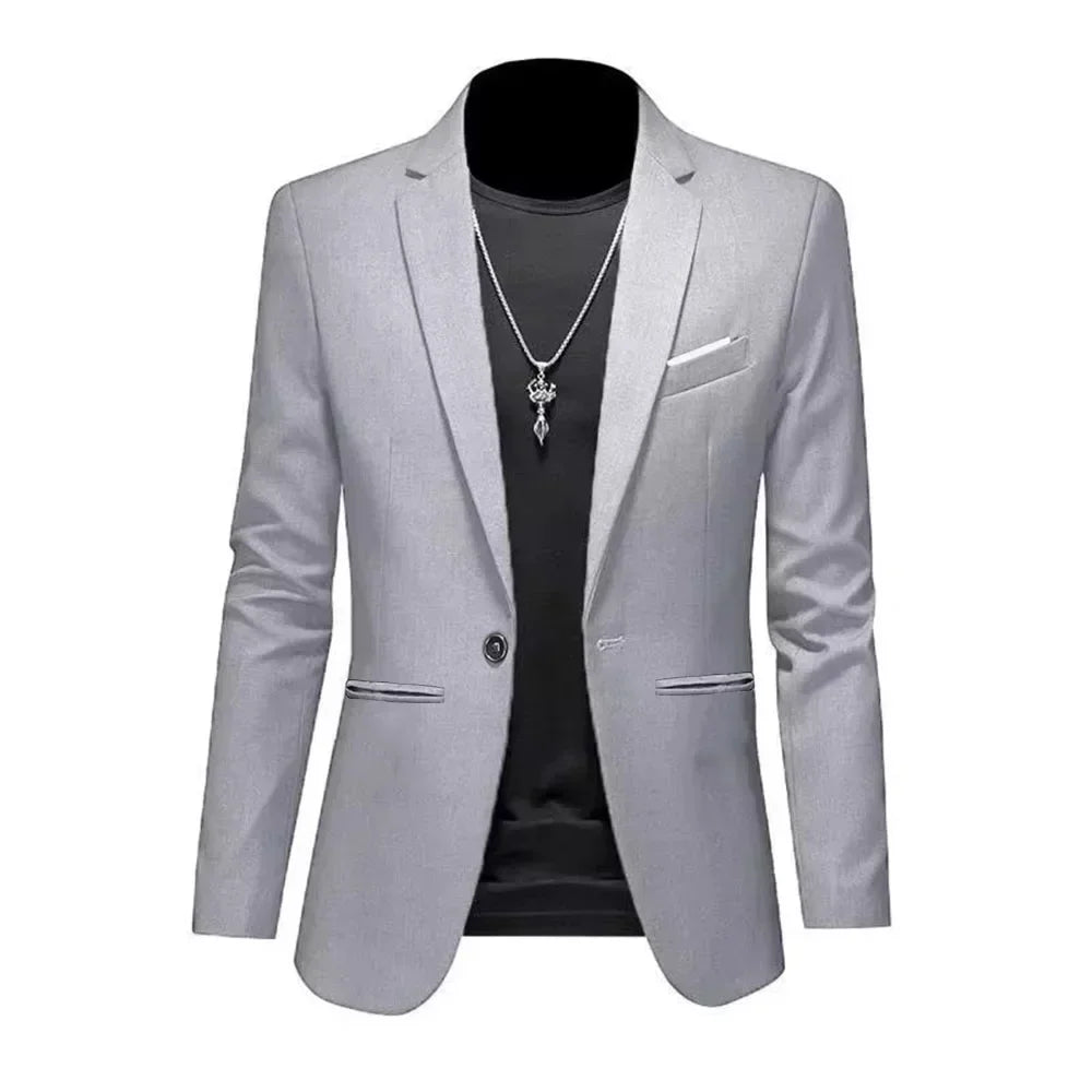 Men's Fashion Light Luxury Casual Business Suit Autumn New Slim Fit  Non-ironing Suit Jacket Solid Color Basic Suit Male Clothes