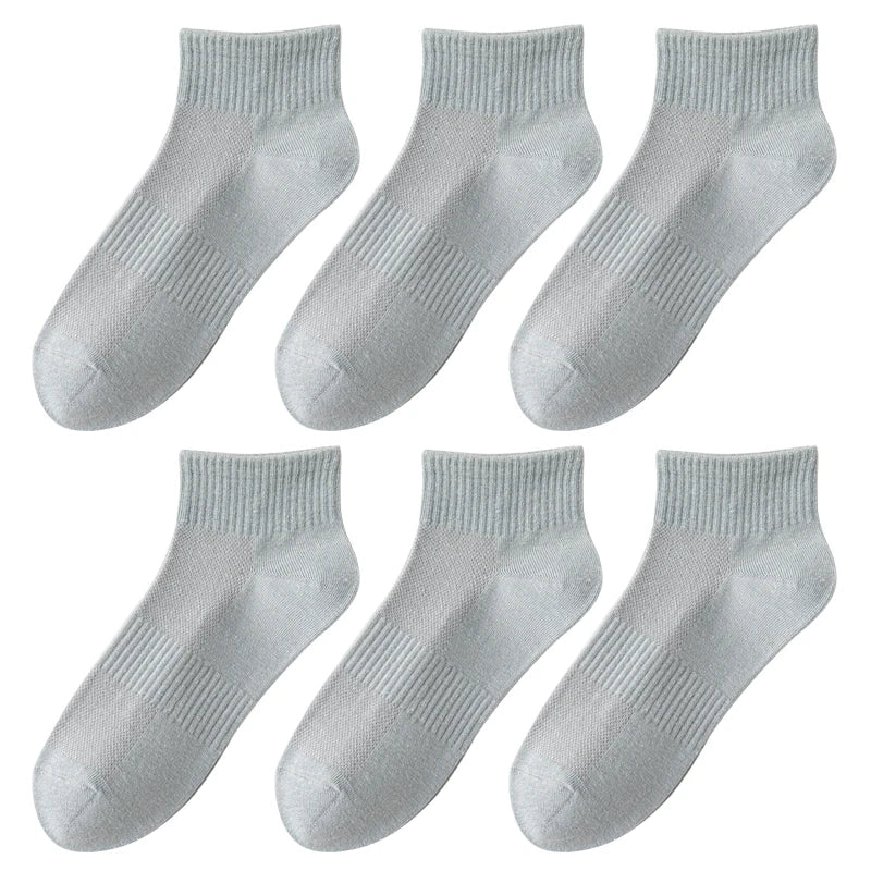 6 pairs of short socks for women, 100% cotton, sweat absorbing, summer thin design, mesh breathable, sports, short tube, low top