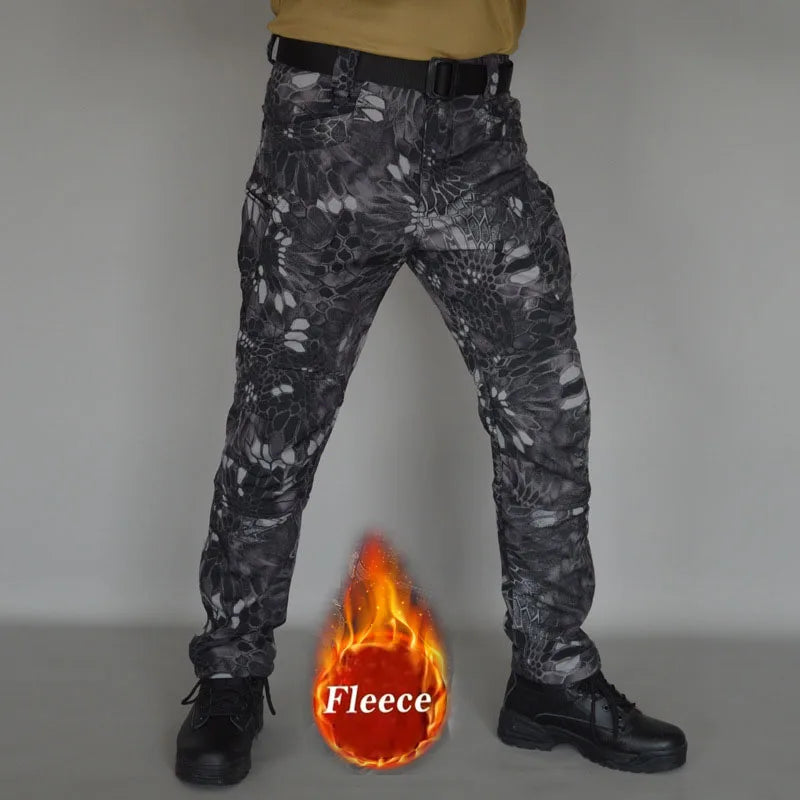 Stretch Waterproof Pants Men Casual Winter Thick Warm Fleece Shark Skin Trousers Male Windbreaker Sweatpants Mens Tactical Pants