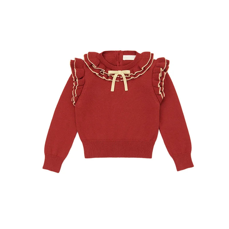 Kids' Sweater Set for Autumn & Winter 2025 MP Series - Girls' Tie-Front Shirt, Popcorn Knit Top, Skirt and Shawl Set