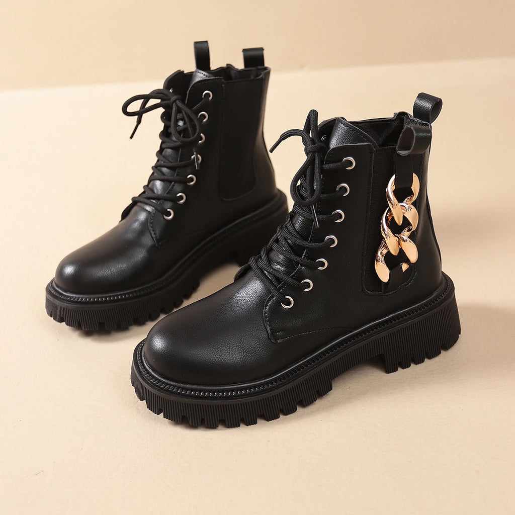 Women Platform Boots Warm Short Fashion Plush Ankle Boots Women Winter Lace Up Comfy Low Heels Shoes Women Zapatos De Mujer