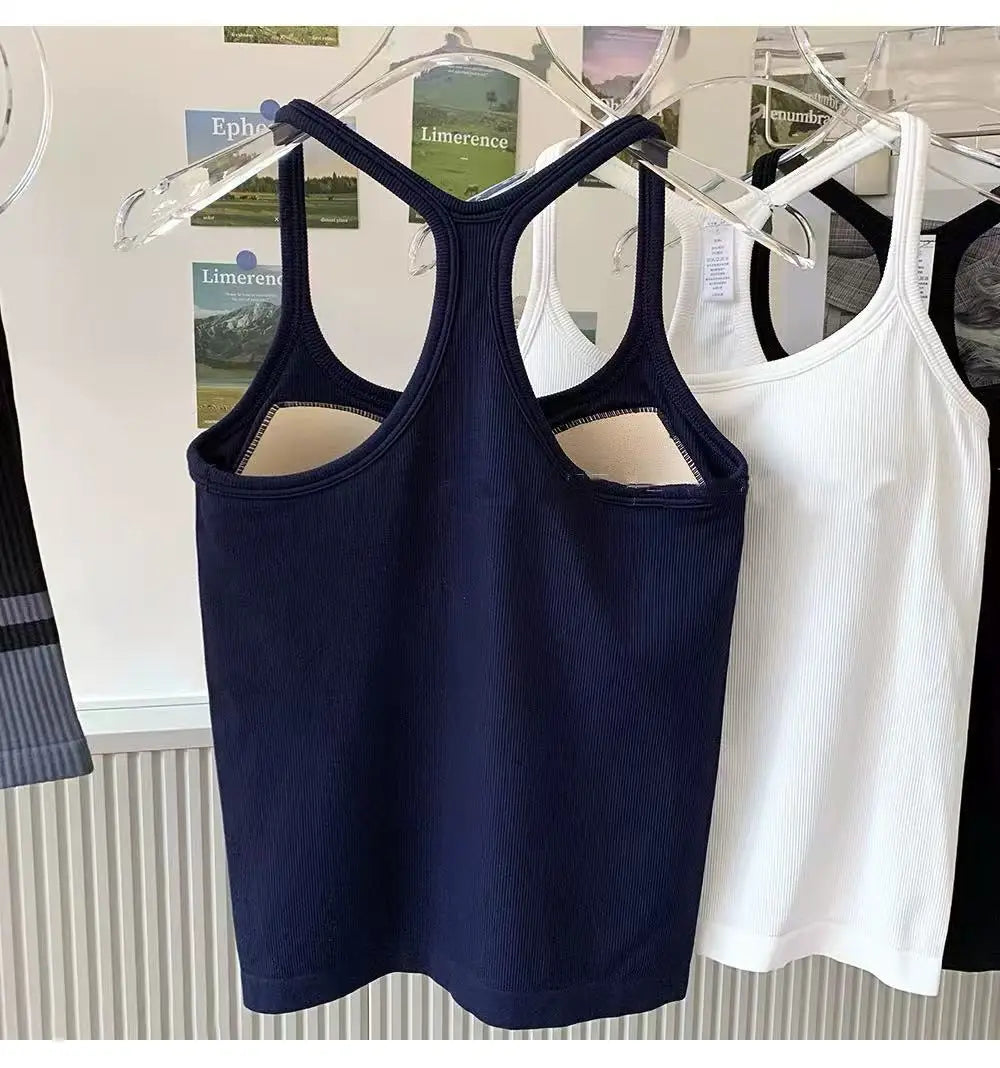 Women's Yoga Wear Sports Bra Shockproof Push-Up Fitness Clothing with Padded Chest Running Outerwear Pilates Tank Top