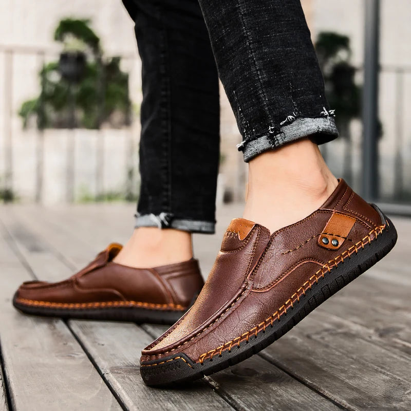 New Men's Flat Casual Shoes Handmade Leather Men Loafers Outdoor Men Shoes Breathable Men Moccasins Men's Sneakers Driving Shoes