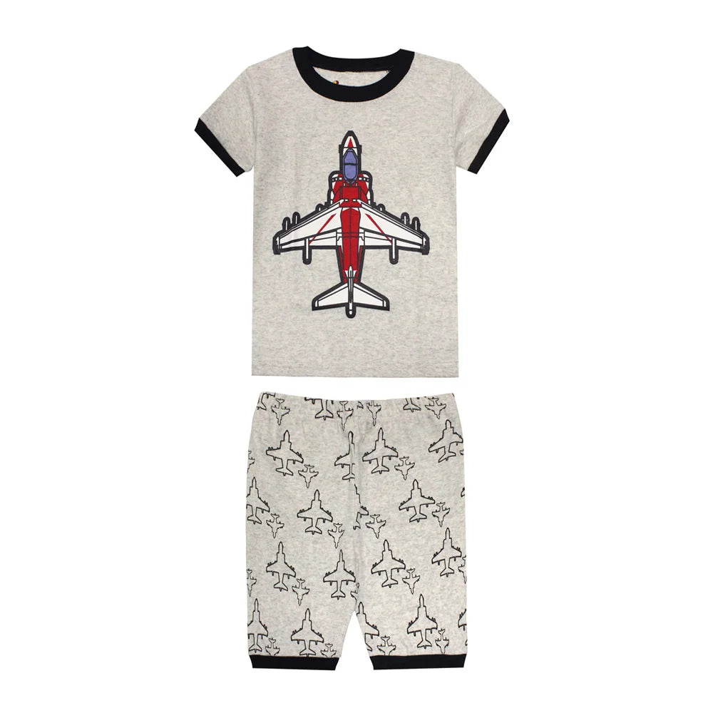 Toddler Baby Boy Pajamas Sets Summer Cotton Children Pyjama Short Cute Airplane Cars Pj for Kids Clothes 2 to 3 4 5 6 7 8 Years