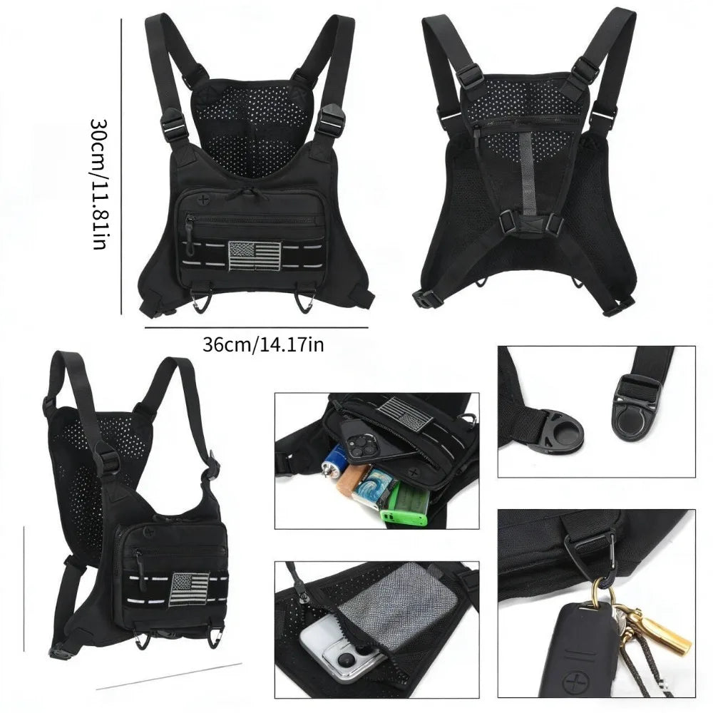 Sports Chest Bag for Men Women, Running Vest Bag with Built,Phone Holder for Workouts&Ski&Cycling&Hiking,Motorcycle Accessories