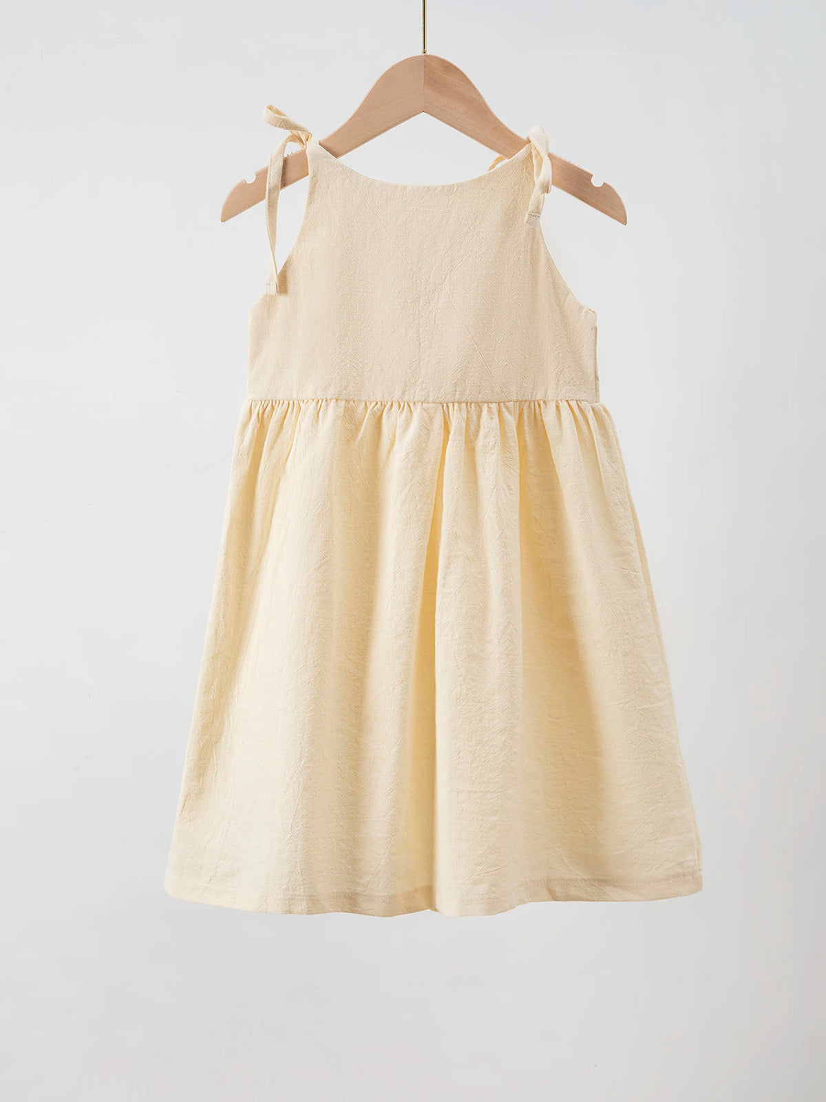 Children's Khaki Sleeveless Belted Dress Baby Girl's Cotton Casual Dress Toddler Girl's Fashion Skirt Summer