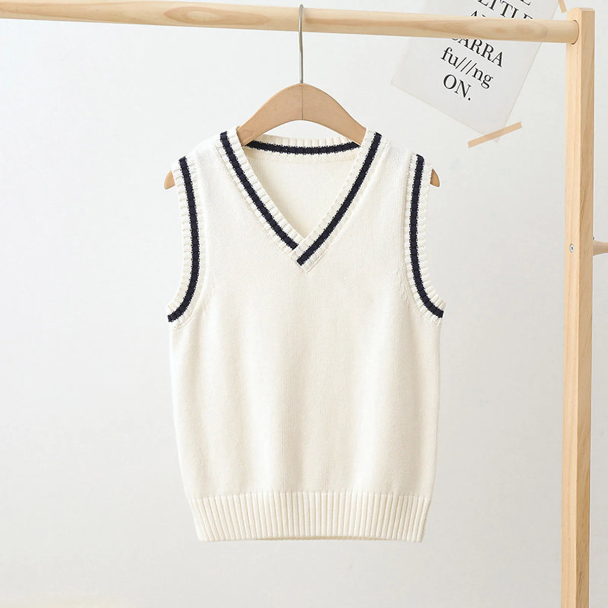Kids Boys Girls Preppy Style Sweater Vest Fashion V Neck Knitted School Uniform Waistcoat Tops Children Spring Autumn Outerwear