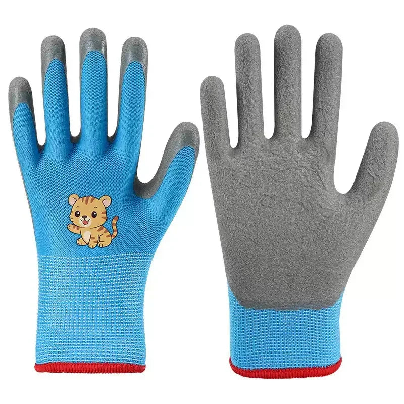 Kids Gardening Yard Work Gloves Children Grippy Rubber Coated Garden Safety Gloves for Toddlers Youth Girls Boys Outdoor Playing