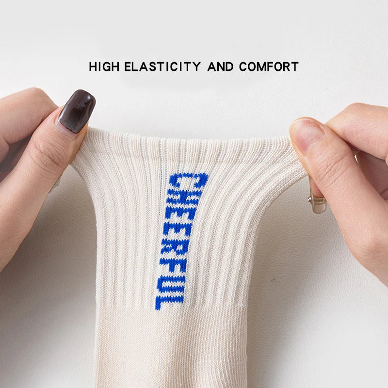 Kids Boys Sports Socks 5 Pairs Letter Breathable Anti-pilling Comfortable Soft Concise Half Socks For Child Boys And Girls
