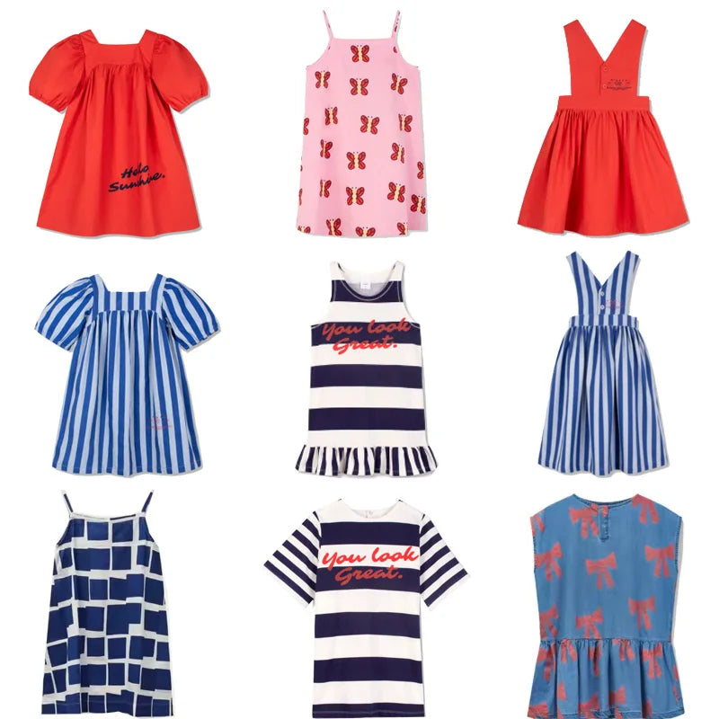 kids dress SS26 new SUMMER girls cute print Denim dresses