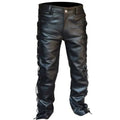 Men's Black PU Leather Side Laces Up Punk Style Long Pant Motorcycle Leather Trousers Leather Motorcycle Four Seasons Pants Male