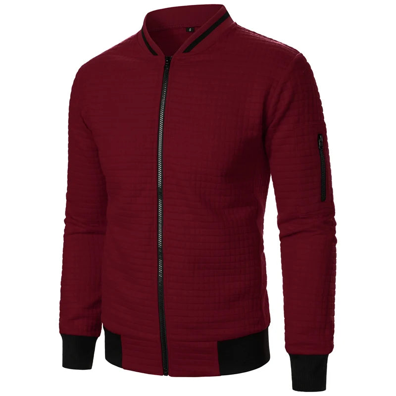 Men's Jackets Coats Casual Solid Autumn Jacket Men Zipper Cardigans Spring Long Sleeve O-neck Plaid Men's Coat Streetwear S-XXXL