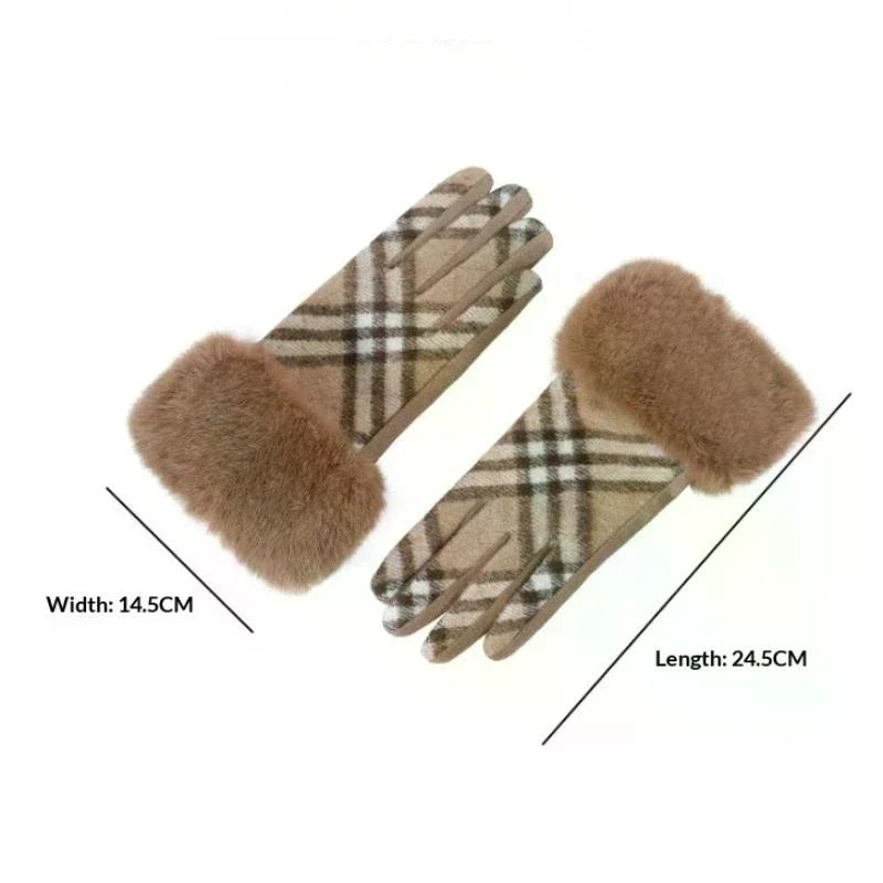 Women Winter Thick Plush Gloves Fashion Warm Windproof Outdoor Lady Touchscreen Driving Gloves Sports Cycling Mittens