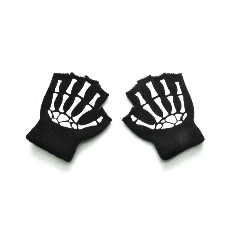 Children Kids Halloween Gloves Luminous Skull Baby Boys Girls Winter Warm Gloves Kids Mittens Gloves For Halloween Gift