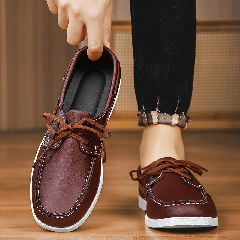 Men Loafers Design Boat Shoes PU Leather High Quality Comfortable Slip-On Soft Flat Versatile Trendy Driving Shoes Moccasins