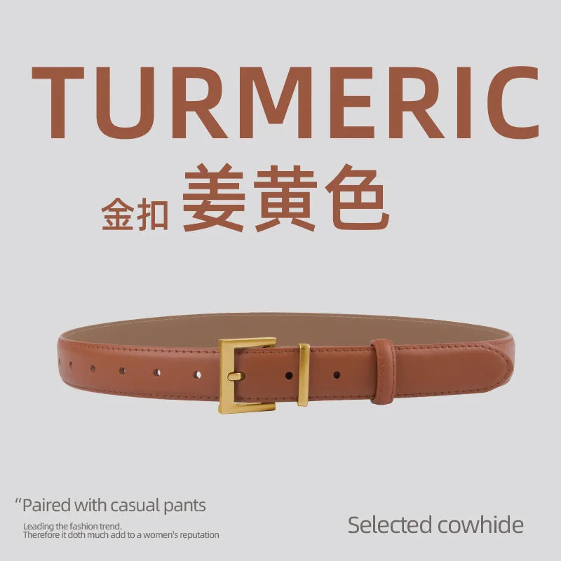 New Waist Belts for Women Plain Real Leather Jeans Belts Strap Blue Pink Khaki Cowhide Waistbands Ladies Daily Dress Decoration