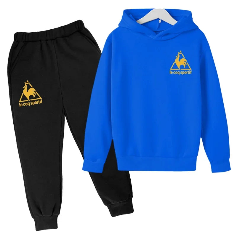 Kids Spring Autumn Casual Fashion Pullover Hoodie+Pants 2pcs Tracksuits 2-13 Years Boys Girls Streetwear Children Clothes Sets