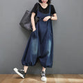 Loose Fit Denim Overalls Women's Summer 2026 Faion plus Size Lantern Leg One-Piece Pants High Waist Long Trousers