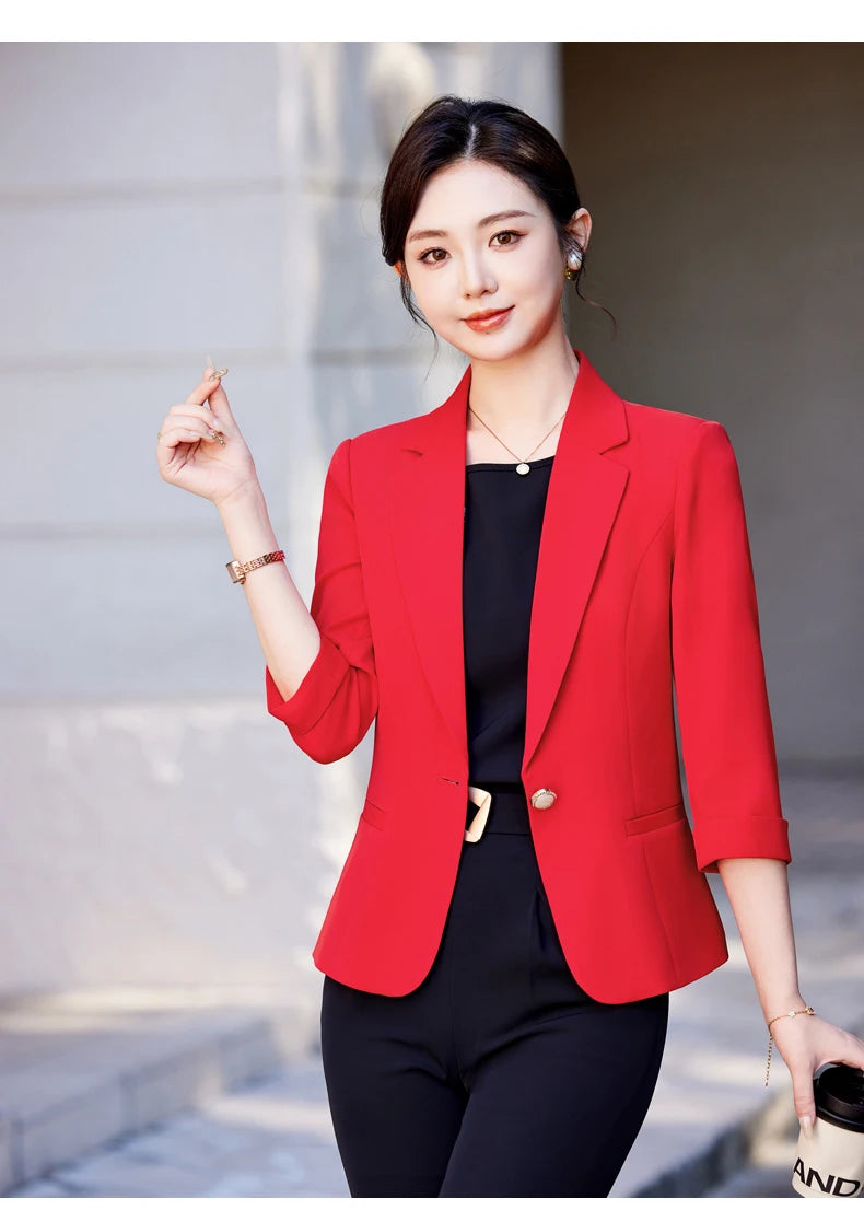 AIyssa Fashionable Professional Women's Clothing, High-Quality Mid-Sleeved Suit Jacket, Stylish, Elegant and Charming. New 2025