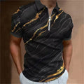 Men's Striped Pattern Polos T-Shirts Summer Short Sleeve 3d Printed Street Male Zippers POLO Tee 6XL Plus Size Casual Tops