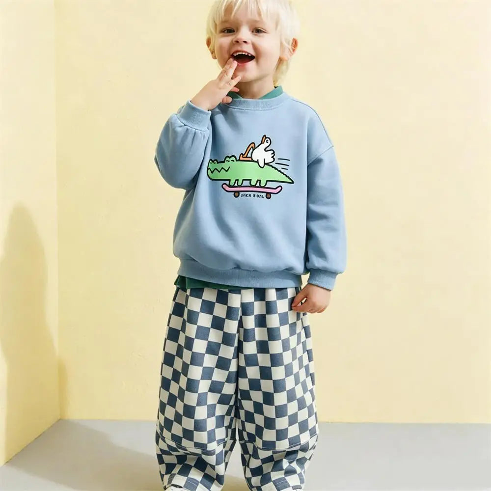 Cartoon Sweatshirts 1-6Years Old Kids Blue Crewneck Pullovers Printed Hoodie Outer Wear Boys Toddler New Design Spring Wear