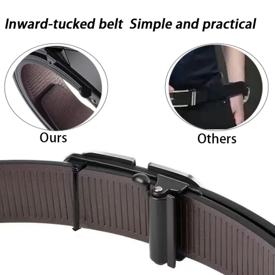 Men's Black Automatic Buckle Belt, Business Style, Minimalist Design, Easy to Handle Suit/casual Pants, Multiple Scenarios