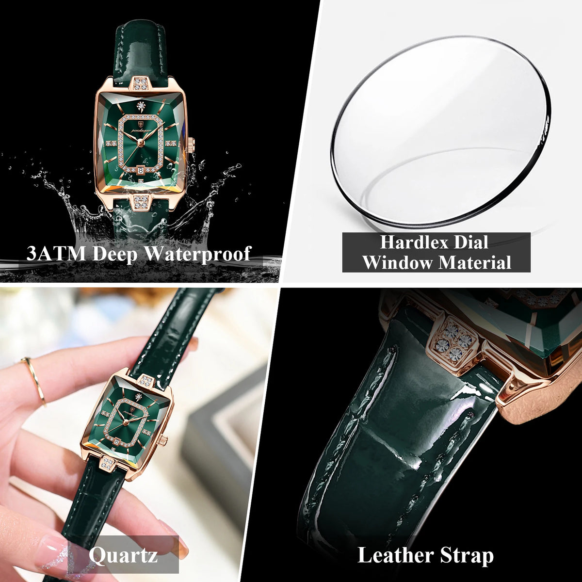 POEDAGAR Top High Quality Women Wristwatch Waterproof Date Leather Watch For Woman Quartz Luxury Rectangle Women's Watches Reloj