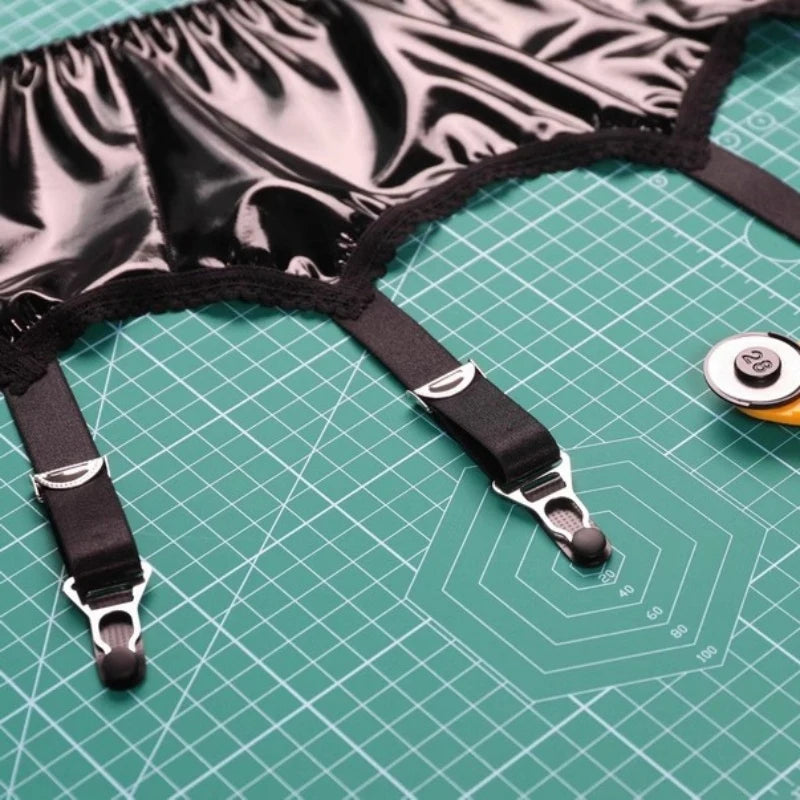 Women Faux Leather Garters Back Clasp Punk Elastic Goth Garter Belt Party Clubwear Night Club High Waist Suspenders Costumes