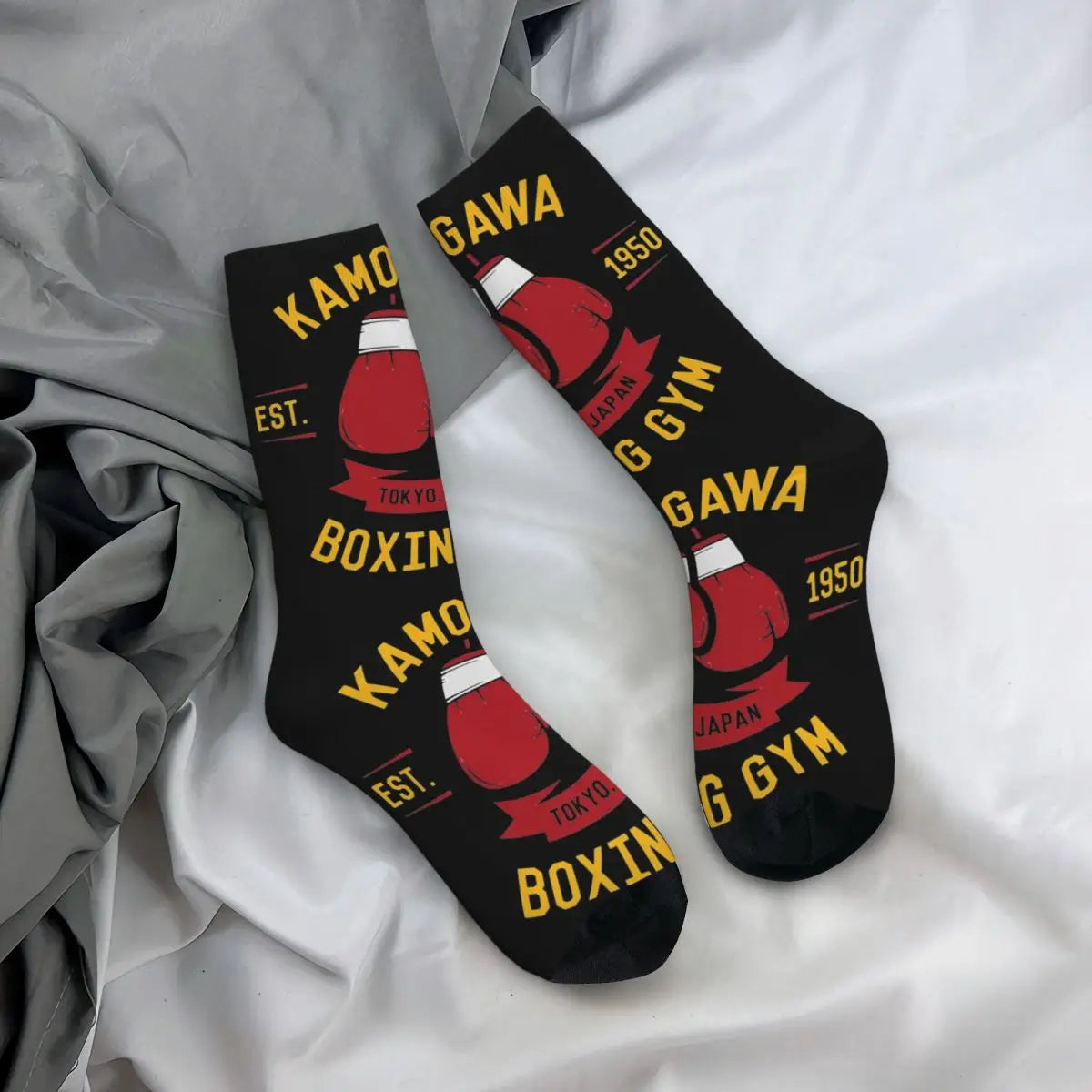 New Male Men Socks Casual Hajime No Ippo Anime Sock Polyester Kamogawa Boxing Gloves Women's Socks Spring Summer Autumn Winter
