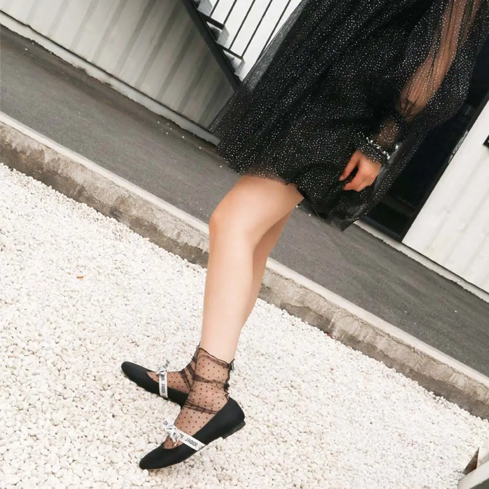 Women Female Fashion Chiffon Nylon Dress Socks Glass Stockings Tulle Socks