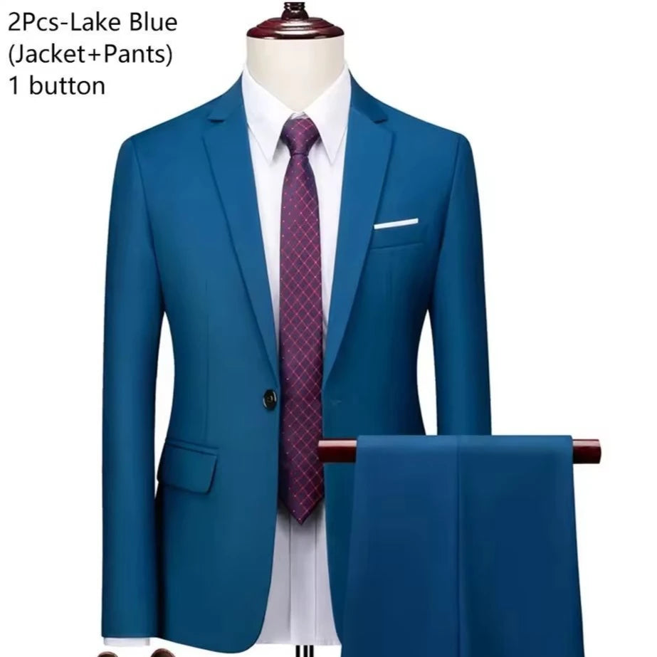 Men Suits Set  2 Pieces Jackets Pants For Wedding Elegant Slim Fit Blazers Formal Outfit Fashion Classic Full 2025 Costume
