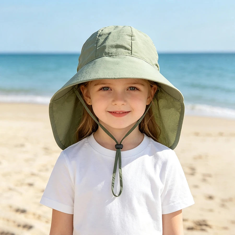 Children's Hat Summer Thin Breathable  Sunshade Hat for Boys, Girls, and Babies Sunscreen Outdoor Big brimmed Neck Protectio