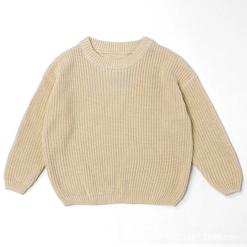 Personalized Baby Cotton Sweater Custom Name Hand Embroidery Knitted Pullover for Boys Girls Autumn Winter Kids Knitwear 0-7T