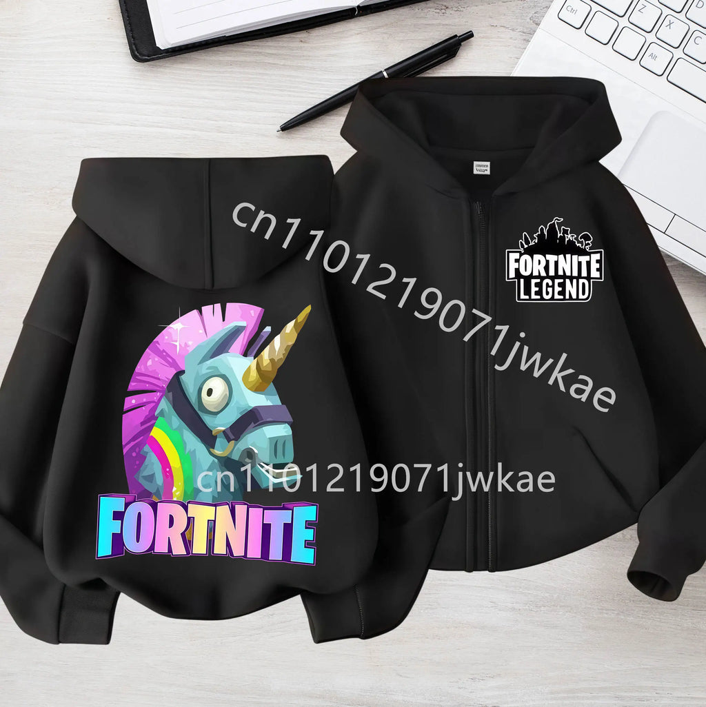 Kids Boys Coat Jackets 2026 Spring Children Clothing New Fortnites Child Zip-up Hoodie Cartoon Anime Hoodies Casual Breathable