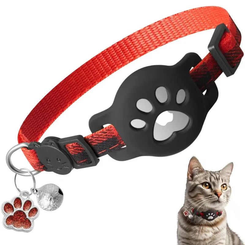 Pet Collar for Airtag Cat Collar Paw Bell Pendant Collar Locator Collar GPS Trackers Pets Accessories (Excluding Tracker)