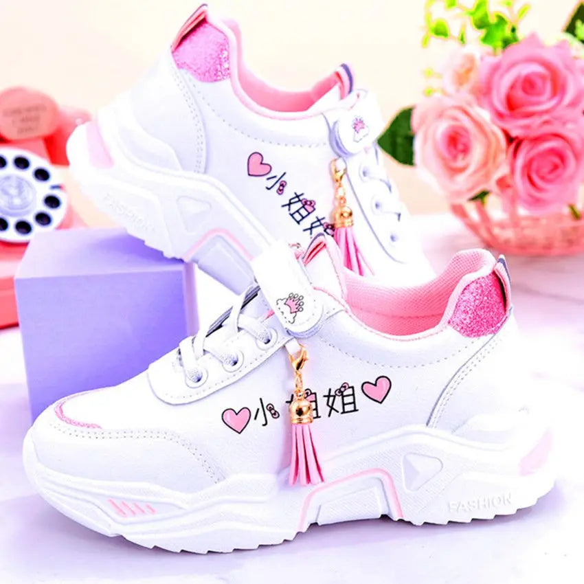 5-18y Children Sneakers Girls Casual Shoes Spring Autumn Kids Breathable Soft Soled Anti-slip Cartoon Princess Walking Footwear