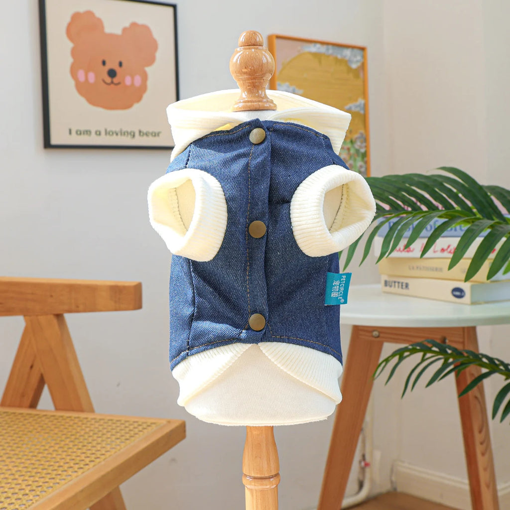 Pet Clothes Dog Cat Cat Out Handsome Cute Comfortable Champion Embroidered Blue Coat Hoodie
