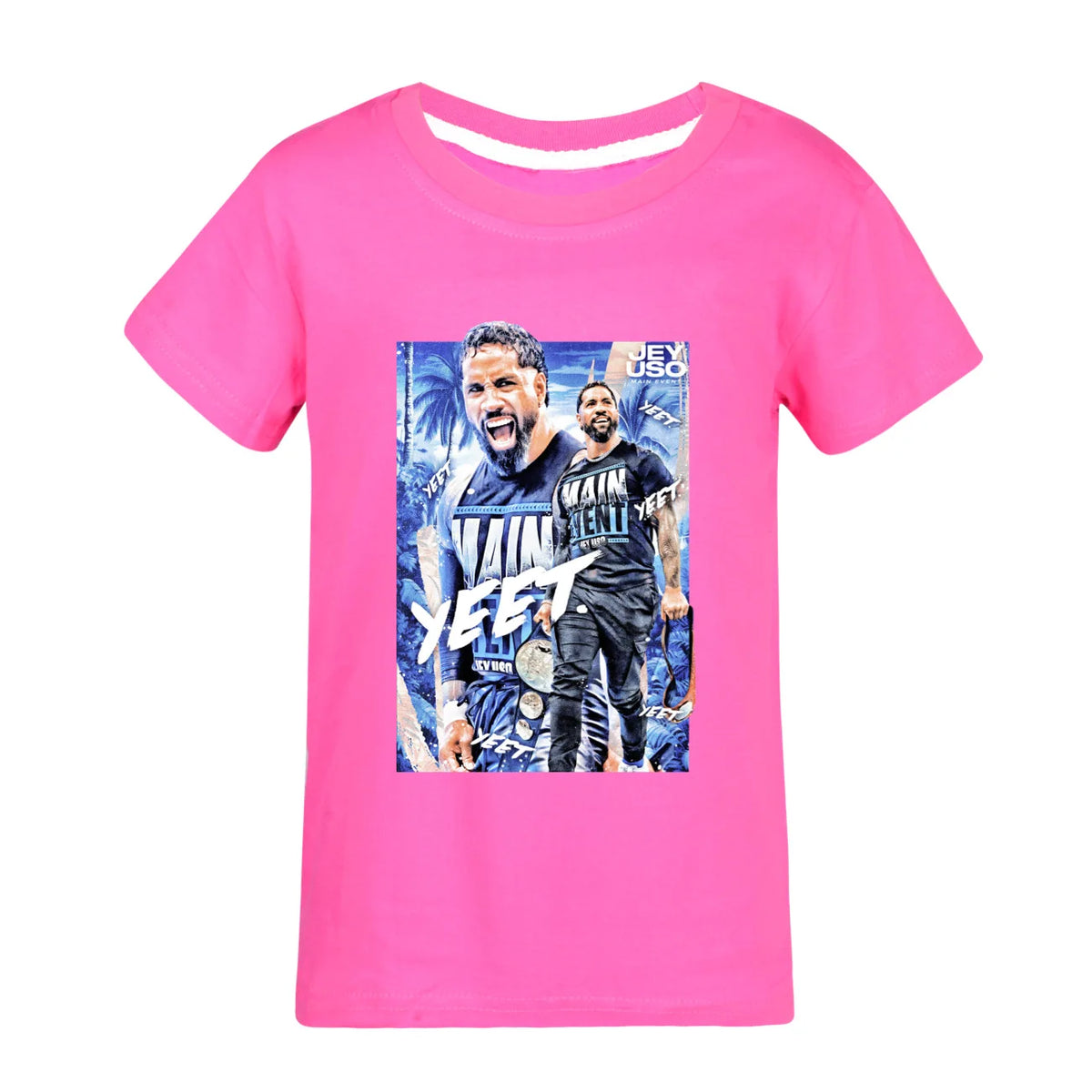 kids T-shirts  Summer Wrestler Jey Uso Short Sleeve Clothes Cartoon Tshirt The Rise of Red Costume Children Birthday Tops3952