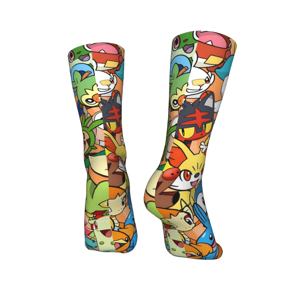 Men's Socks Pokemon Characters  Stockings Non-Slip Comfortable Socks Autumn Modern Design Outdoor Sports Socks