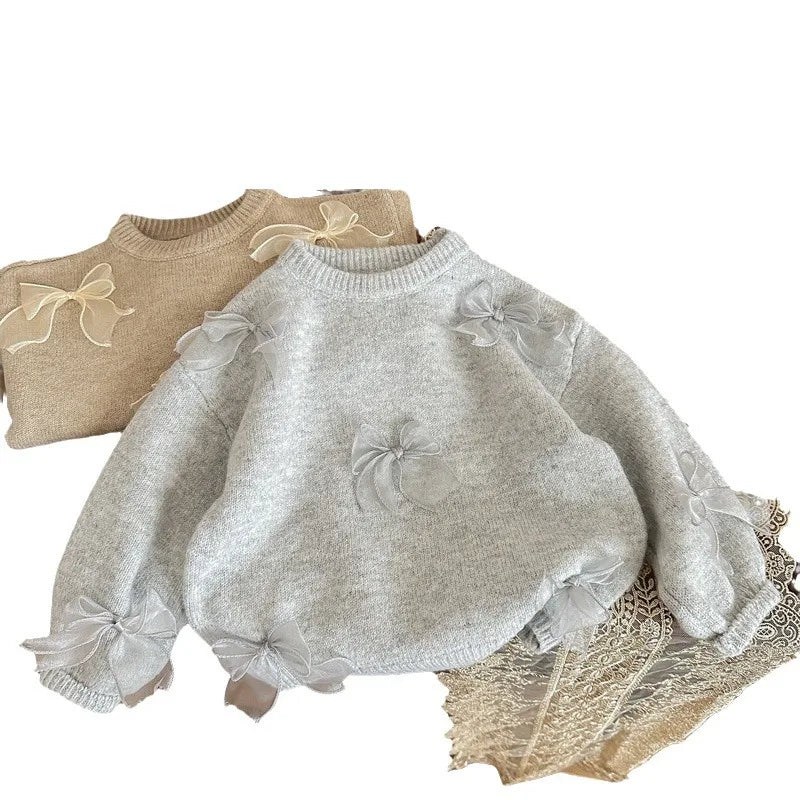 Adorable Kid Girl Knit Sweaters Multi Style Children Cute Top Casual Long Sleeves Solid Color Daily Comfortable Autumn Winter