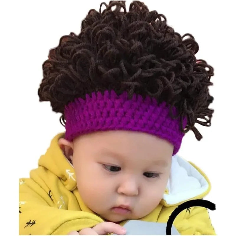 Children Wig Beanie Halloween Costume Hat, Unisex Cartoon Character Cosplay Warm Knitted Cap for Kids Boys Girls